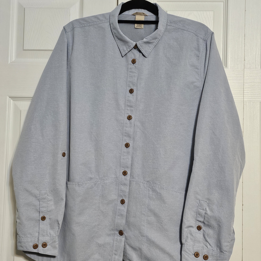 Duluth Trading Co. Heirloom Gardening Shirt | Women's XXL | River Rock Grey